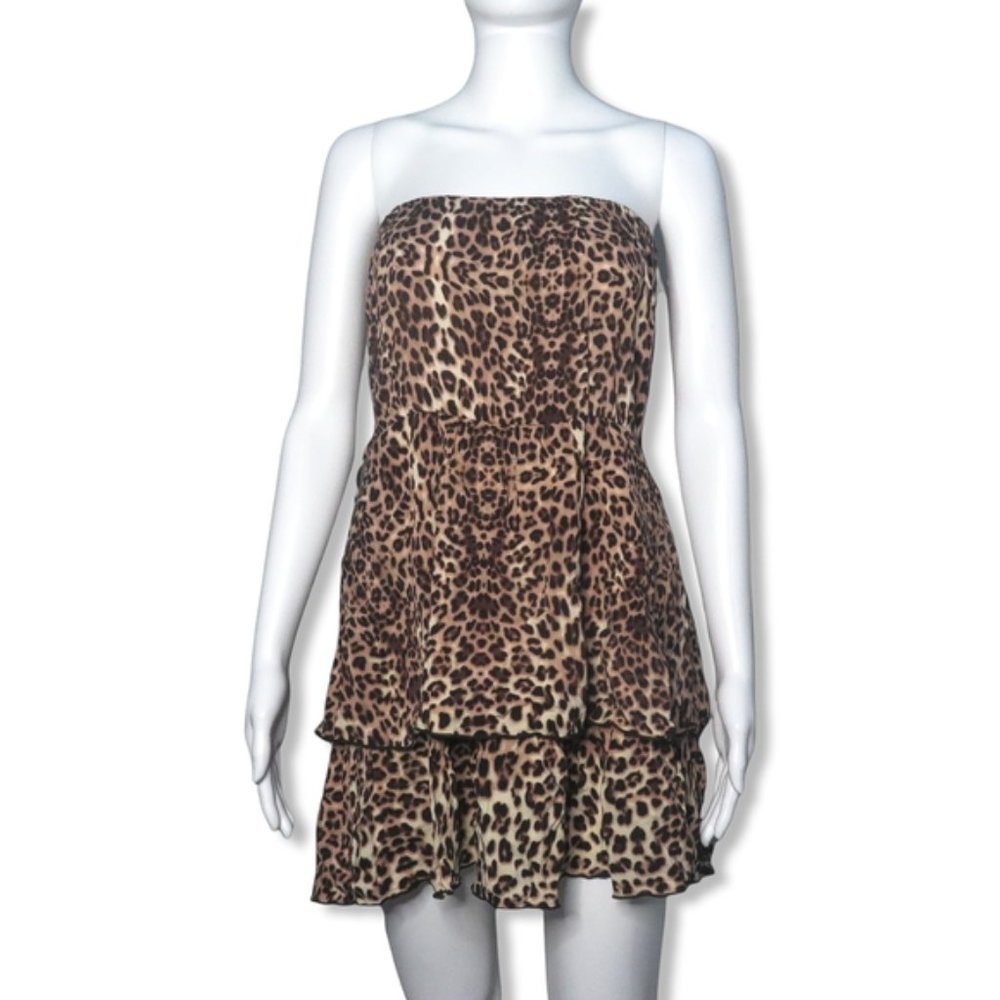 Bebe Cheetah Print Ruffle Top | Dress Top | Flowy